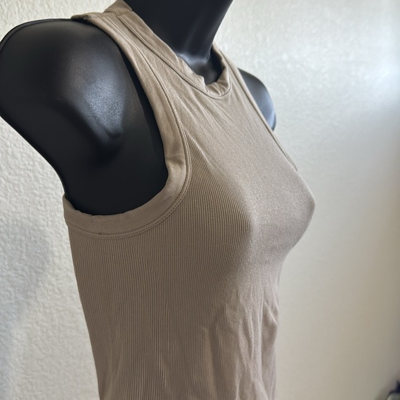 Happily Grey Neutral Taupe Ribbed Bodysuit Tank - Size Medium/Large - Picture 2 of 5
